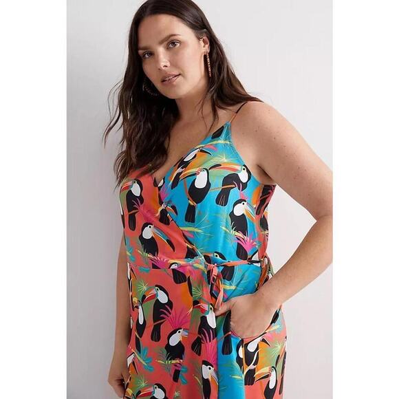 160 Anthropologie x Farm Rio Toucan Wrap Maxi Dress (XL, EUC) $228 Retail - Picture 3 of 9